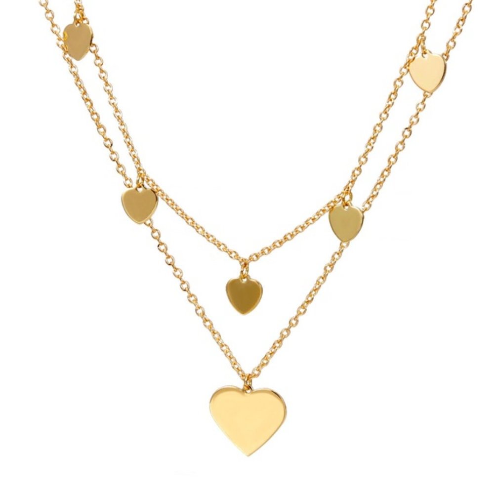 New Double Layered Heart Necklace, Ships in 1-2 Business Days